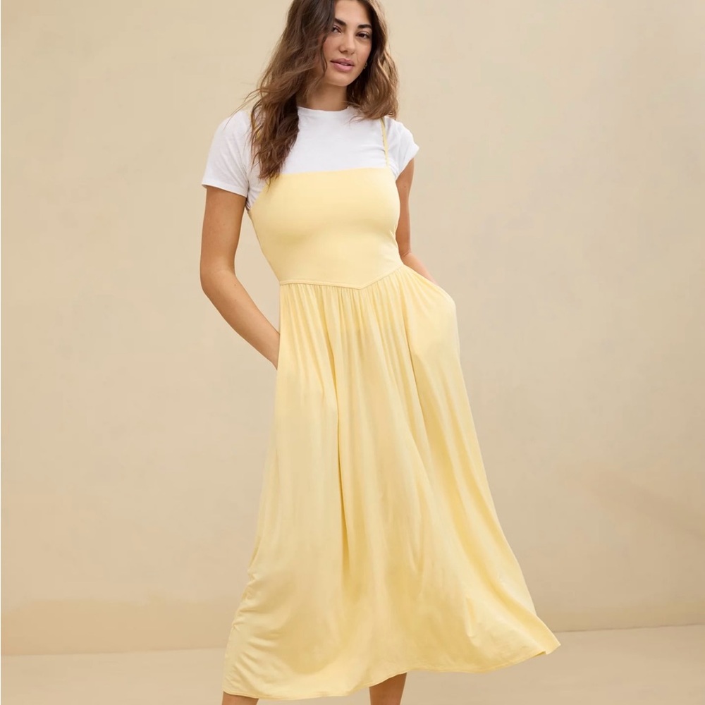 Aerie Light Yellow Midi dress